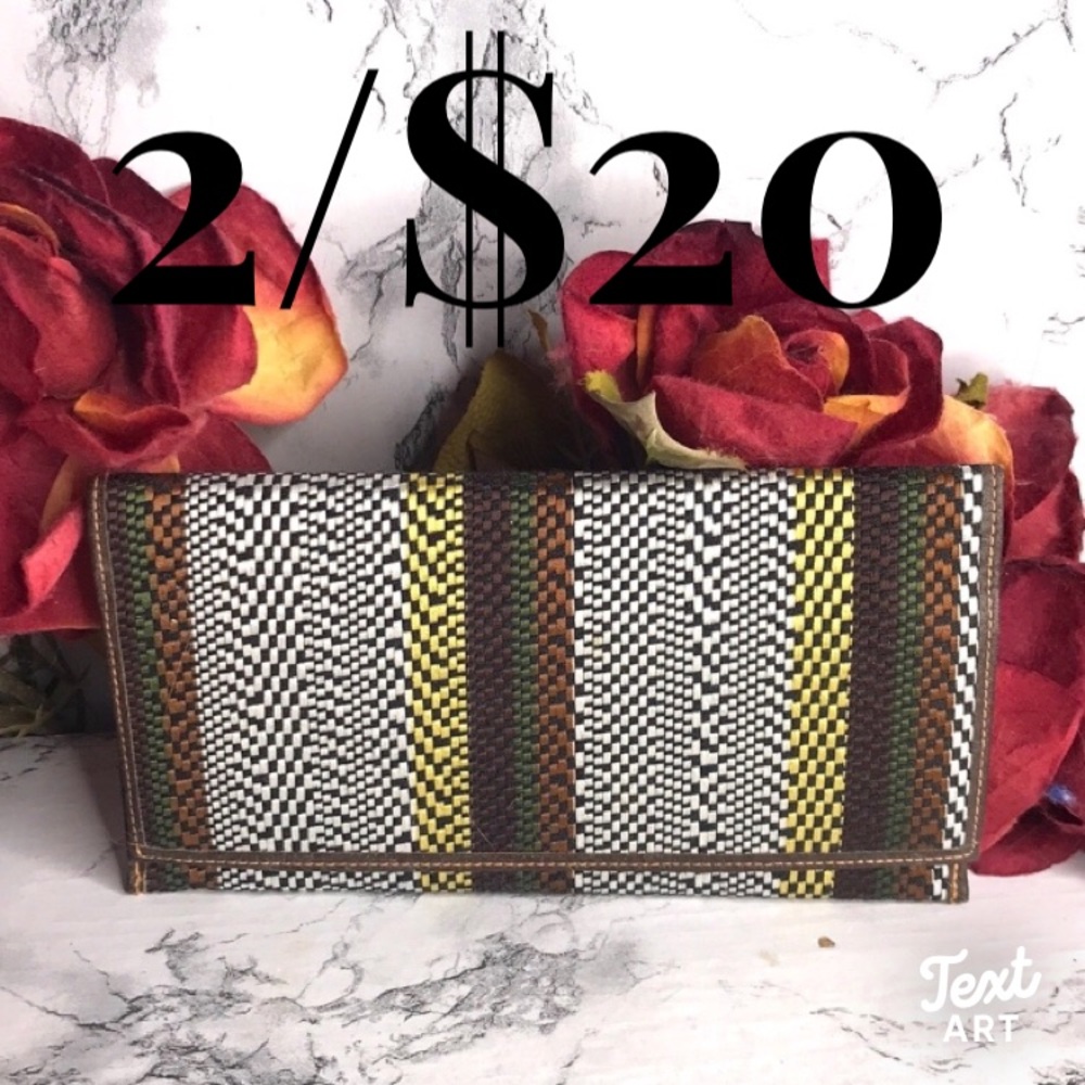 Woven Brown and Yellow Woven Boho Hippie Wallet